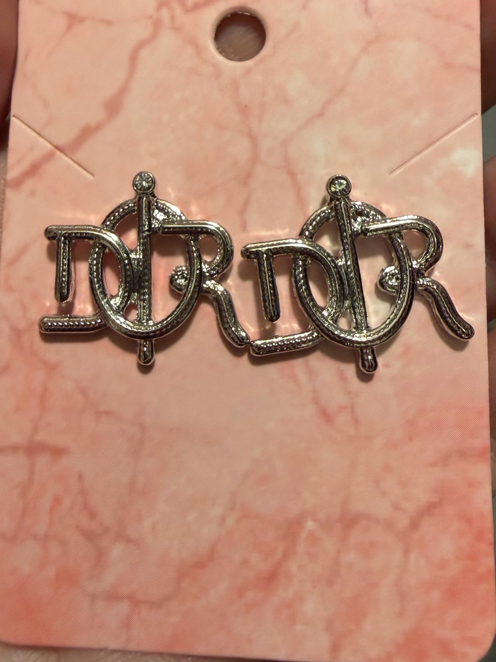 DIOR Script Logo Stud Earrings - Picture 6 of 9